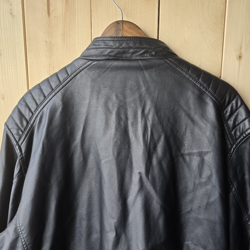 Britches Black Faux Leather Lined Zip Up Jacket Mens 2X - Picture 8 of 11